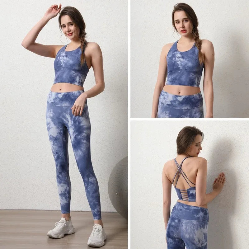 yoga suit set women's cross beauty back shockproof sports bra
