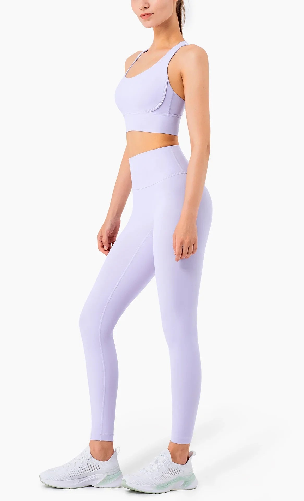 Summer New 2-Piece Yoga Set – Cross Back Sports Bra &amp; High-Waist Leggings