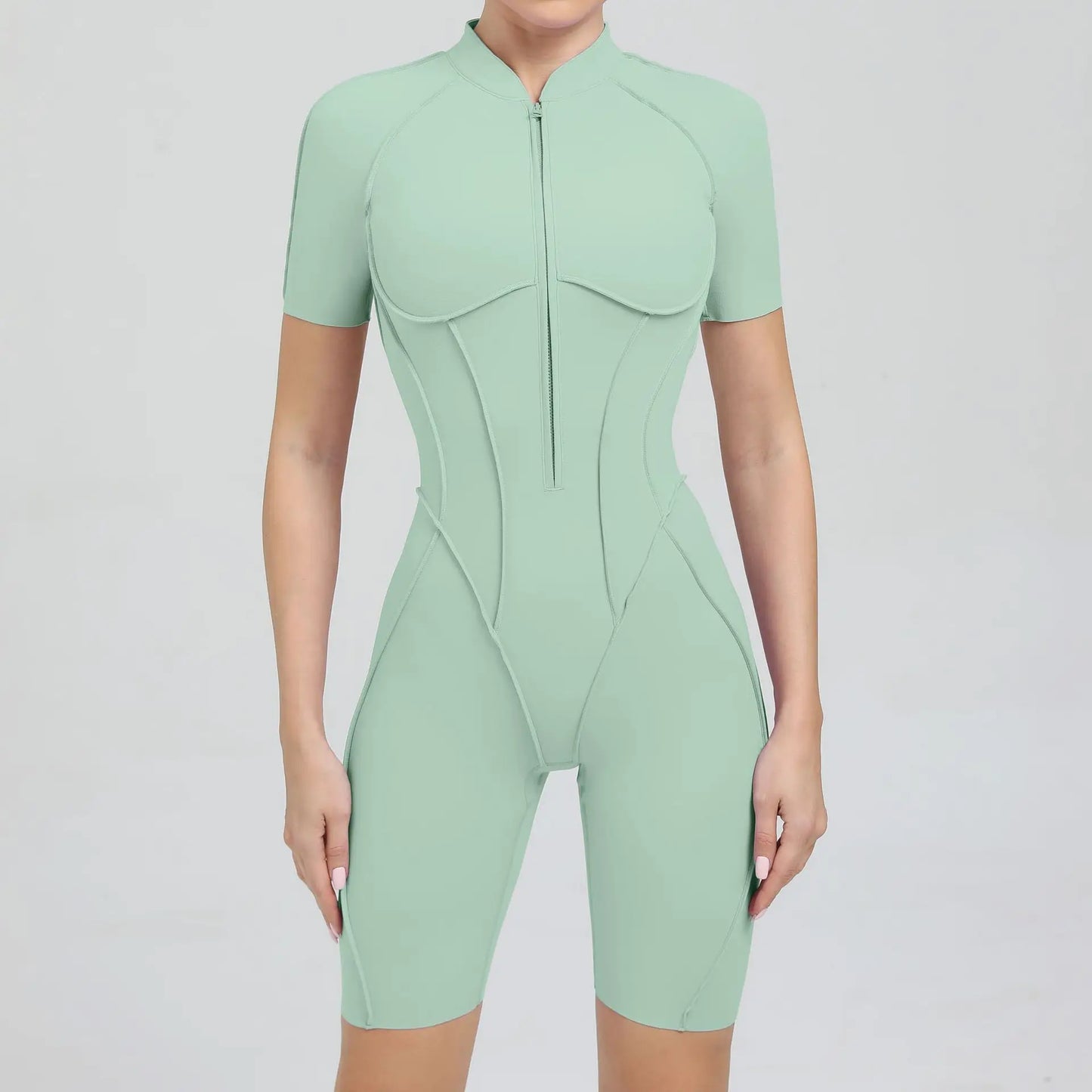 New Seamless Yoga Jumpsuits Sports Fitness Hip-lifting Backless Skinny Zipper