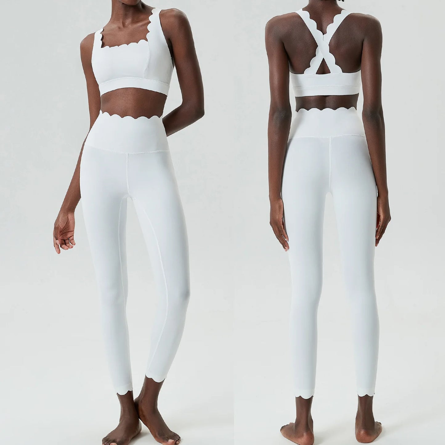 Women’s Solid Color Gym Suit – Two-Piece Super Stretch Fitness &amp; Yoga Set