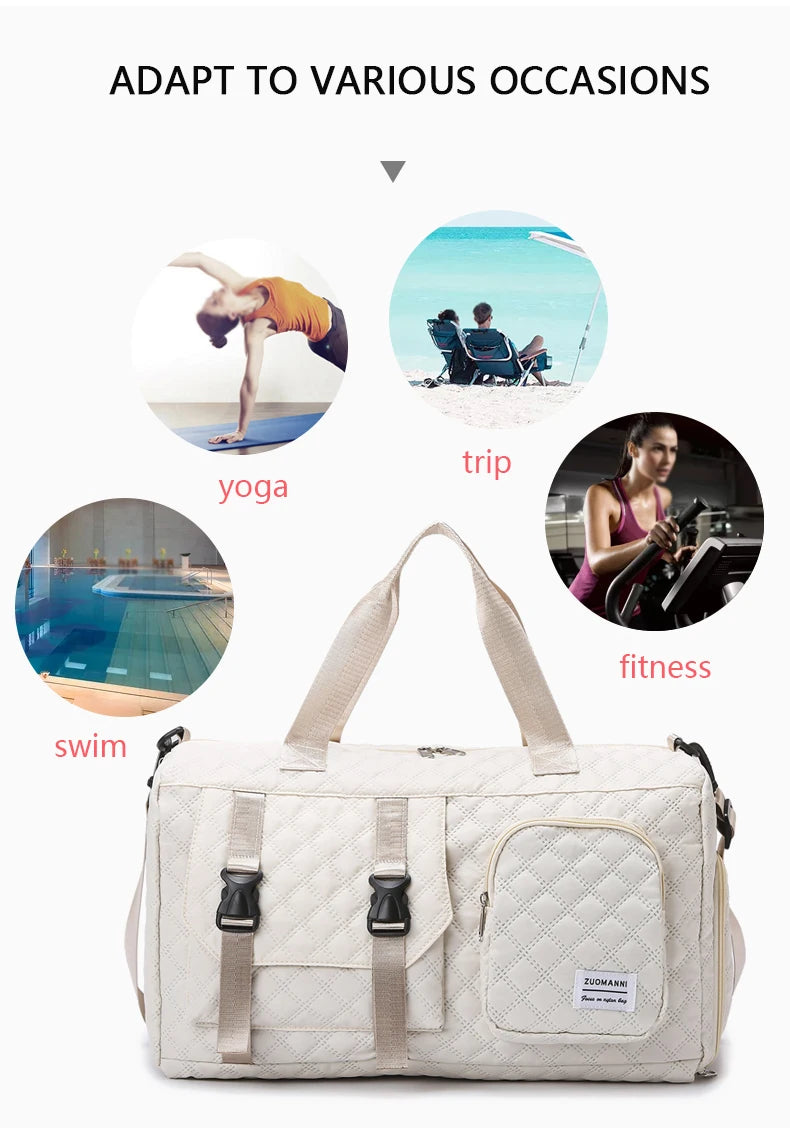 Durable Nylon Travel Duffle Bag, Portable Sports Gym Bag for Overnight Trips