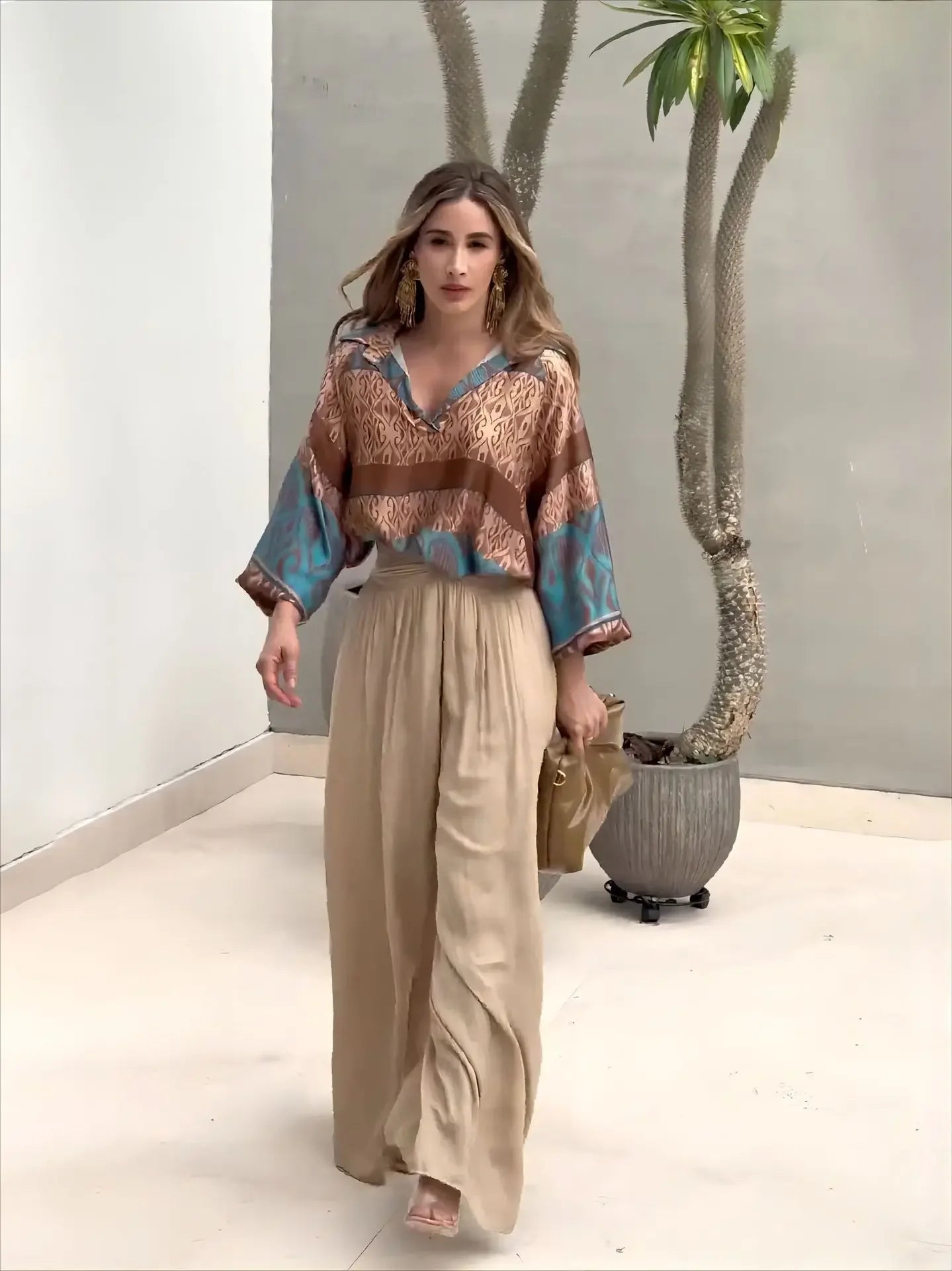 Pant Sets Two Pieces Women Tracksuit Ankle Length Wide Leg Pants