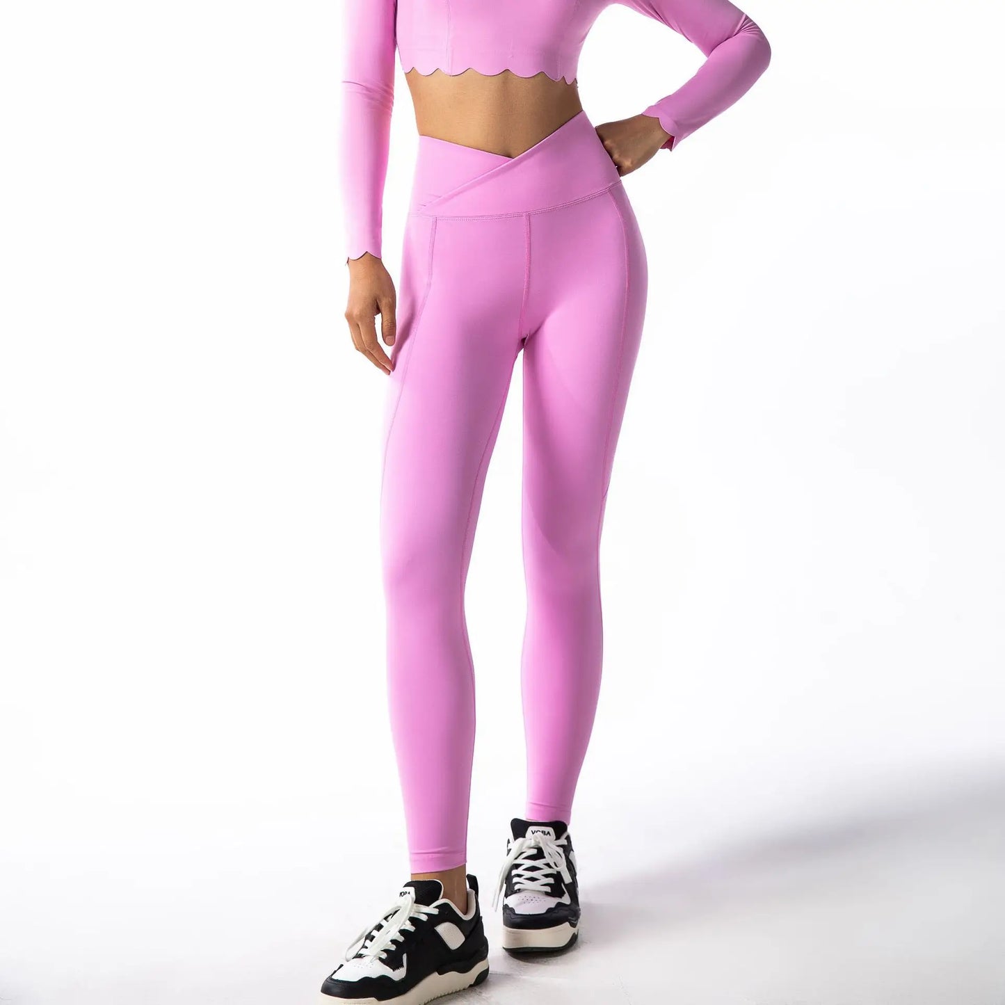 Black Square Neck Tight High Elastic Skinny Yoga Sports Long Sleeves
