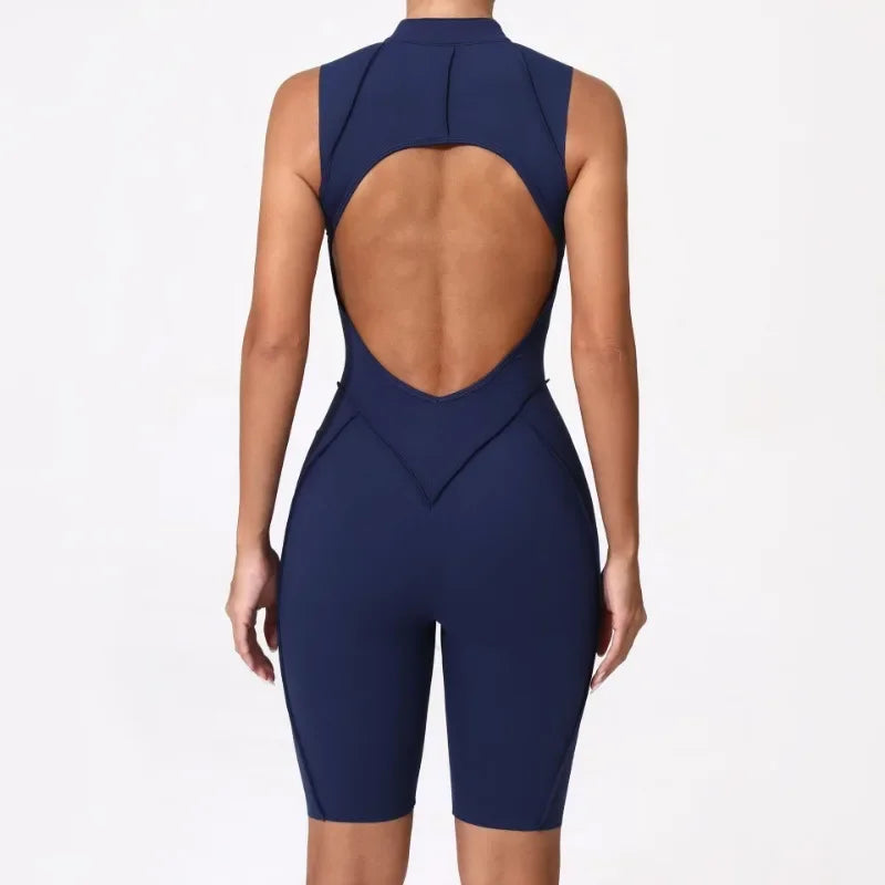 New Seamless Yoga Jumpsuits Sports Fitness Hip-lifting Backless Skinny Zipper