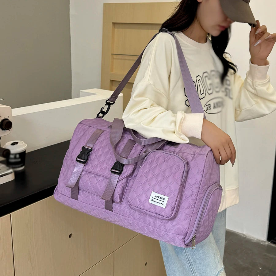 Durable Nylon Travel Duffle Bag, Portable Sports Gym Bag for Overnight Trips