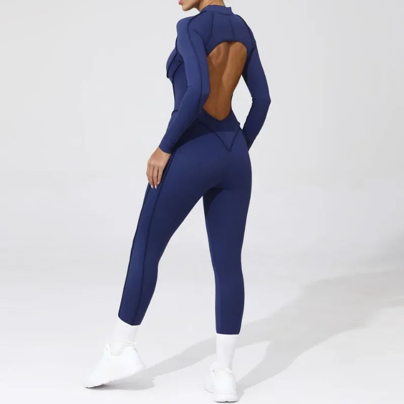 New Seamless Yoga Jumpsuits Sports Fitness Hip-lifting Backless Skinny Zipper