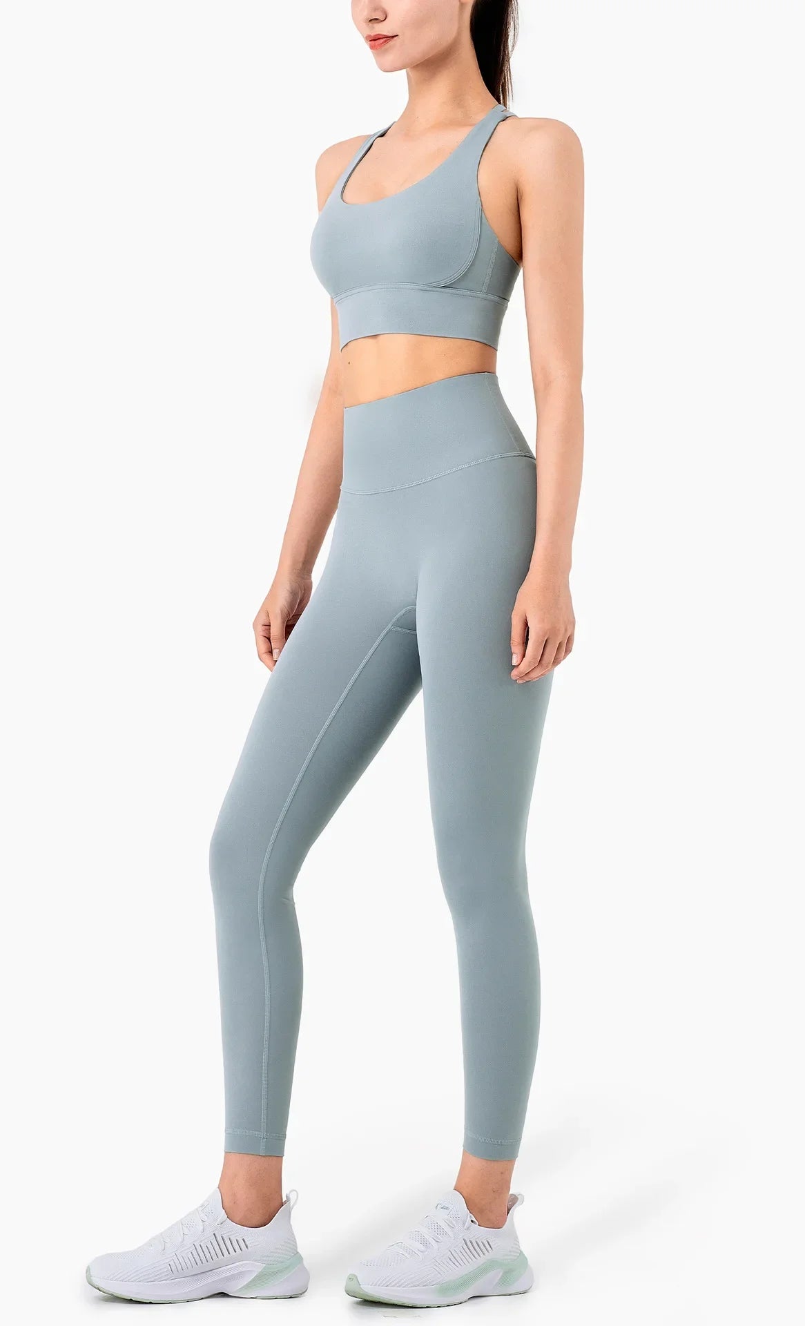 Summer New 2-Piece Yoga Set – Cross Back Sports Bra &amp; High-Waist Leggings