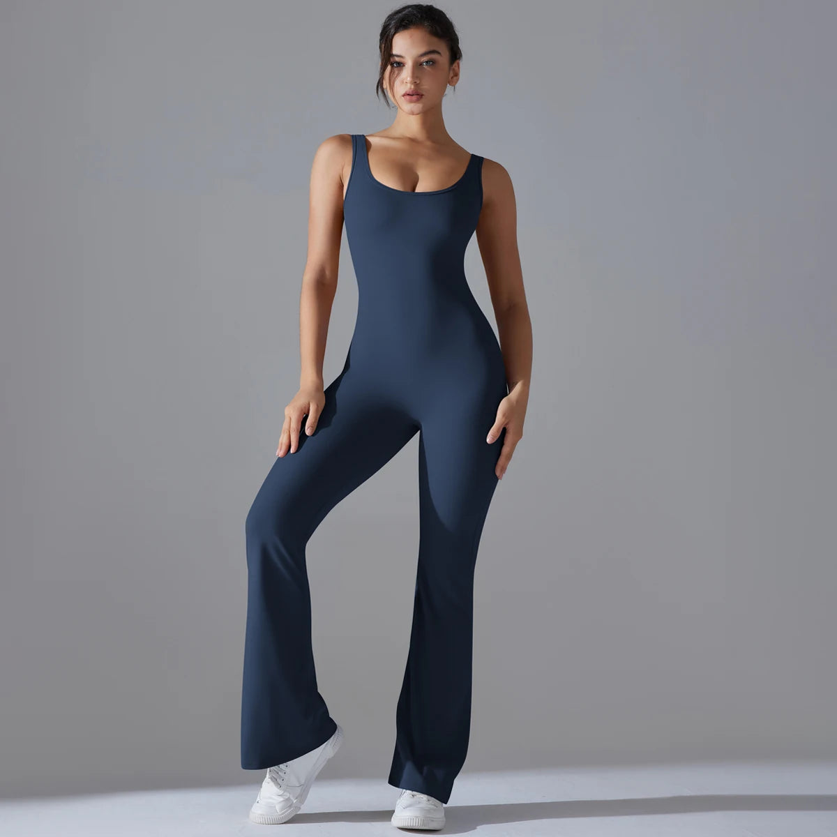 Sexy Back V Jumpsuit Gym Set Women Training Yoga Suit