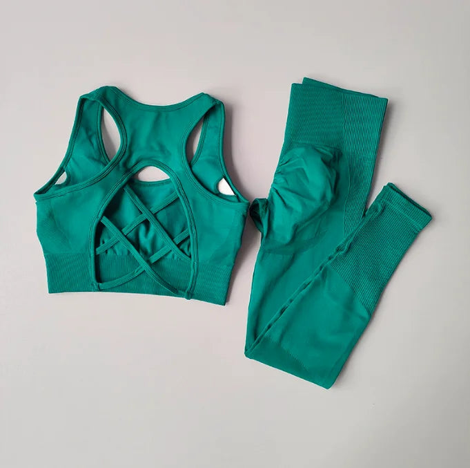 Women's Seamless Workout Set High Waisted Yoga Pants & Sports Bra