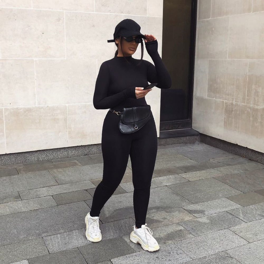 Sexy Jumpsuit Streetwear Long Sleeve Sport Fitness Jumpsuits Romper