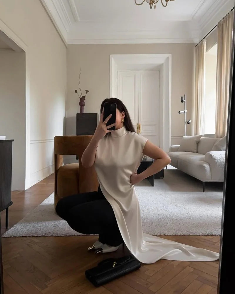 Women Solid Fashion Satin Maxi Dress