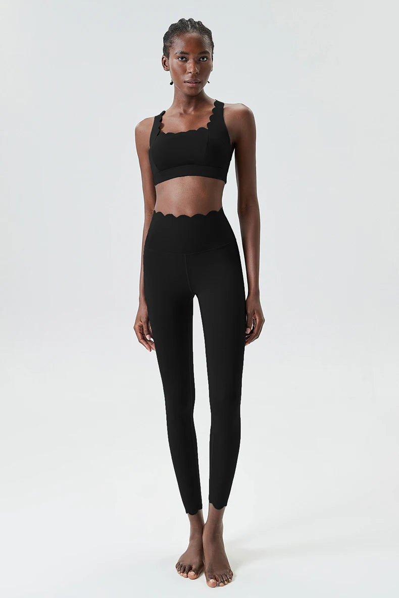 Women’s Solid Color Gym Suit – Two-Piece Super Stretch Fitness &amp; Yoga Set