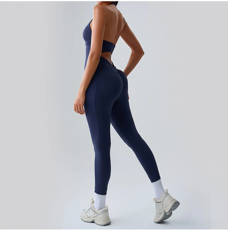 Jumpsuit Gym Set Women Training Yoga Suit Sportswear