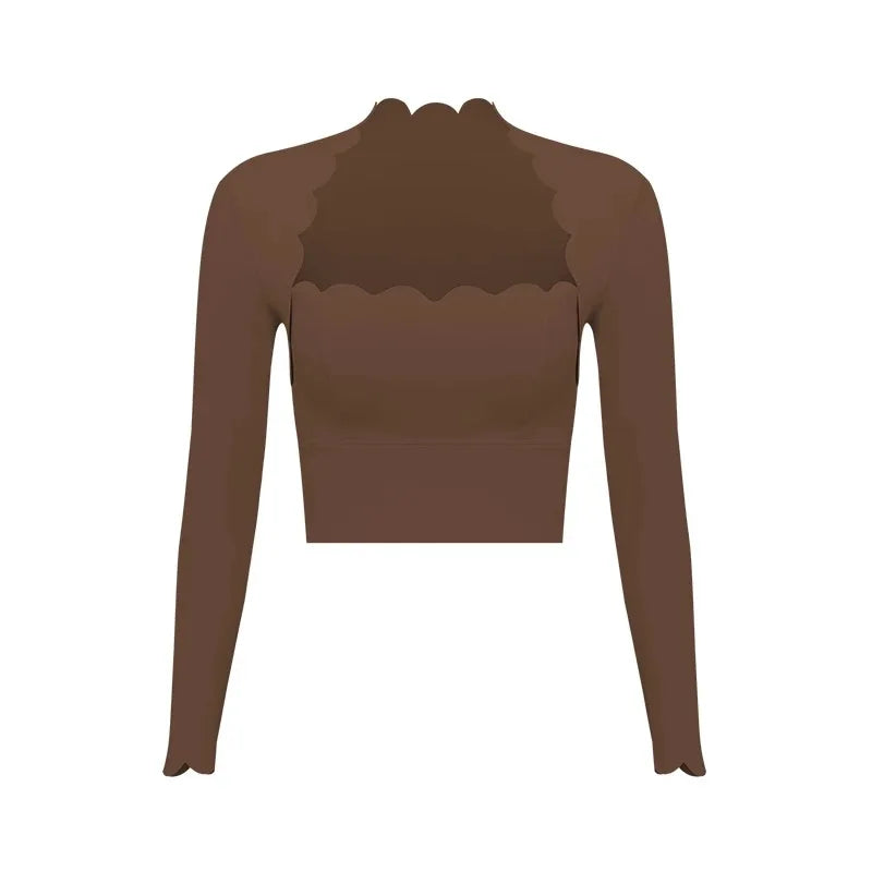 Black Square Neck Tight High Elastic Skinny Yoga Sports Long Sleeves