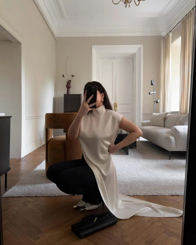 Women Solid Fashion Satin Maxi Dress