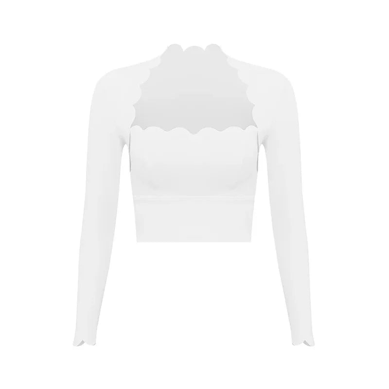 Black Square Neck Tight High Elastic Skinny Yoga Sports Long Sleeves