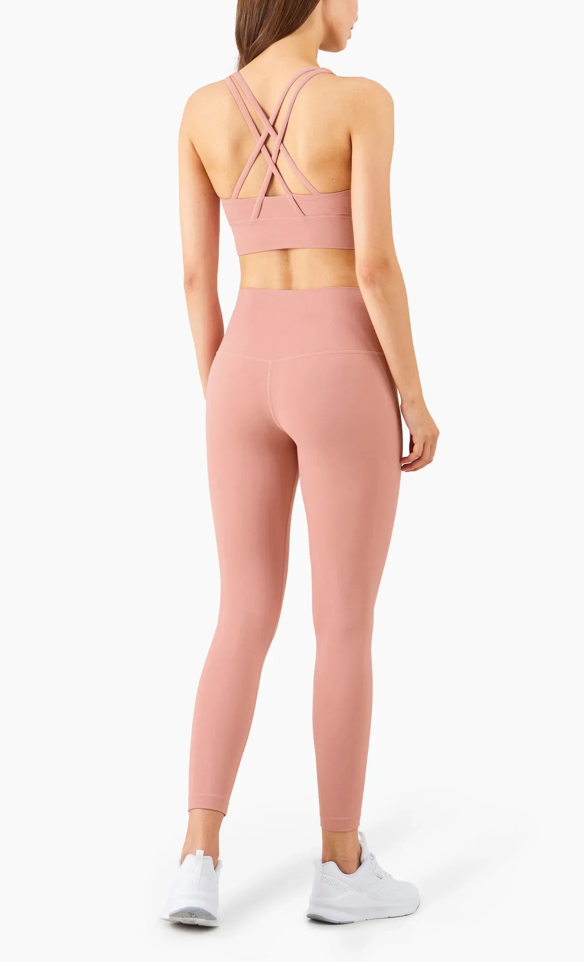 Summer New 2-Piece Yoga Set – Cross Back Sports Bra &amp; High-Waist Leggings