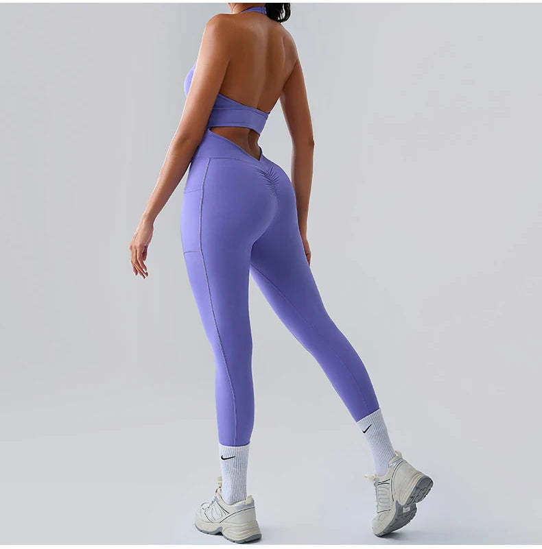 Jumpsuit Gym Set Women Training Yoga Suit Sportswear