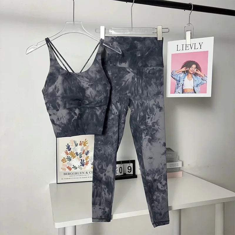 yoga suit set women's cross beauty back shockproof sports bra