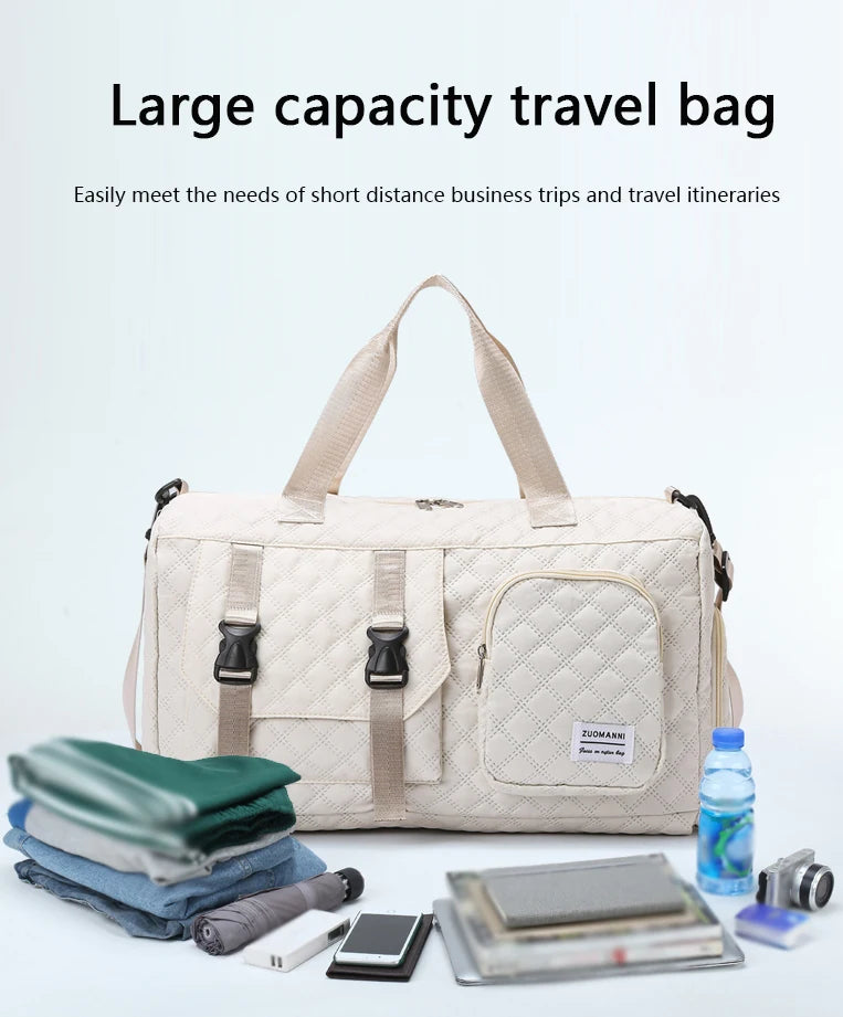 Durable Nylon Travel Duffle Bag, Portable Sports Gym Bag for Overnight Trips