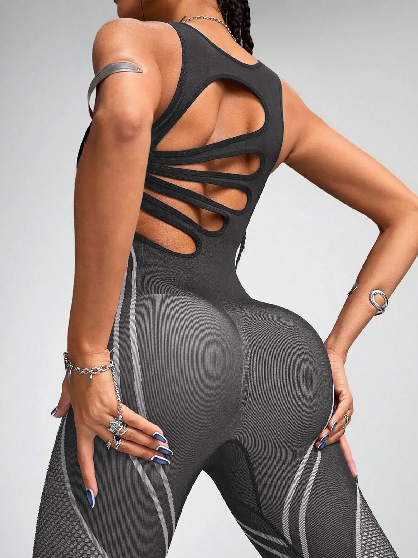 Women's Sports Yoga Jumpsuit – Color Block Fitness Training Suit