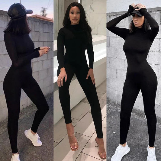 Sexy Jumpsuit Streetwear Long Sleeve Sport Fitness Jumpsuits Romper