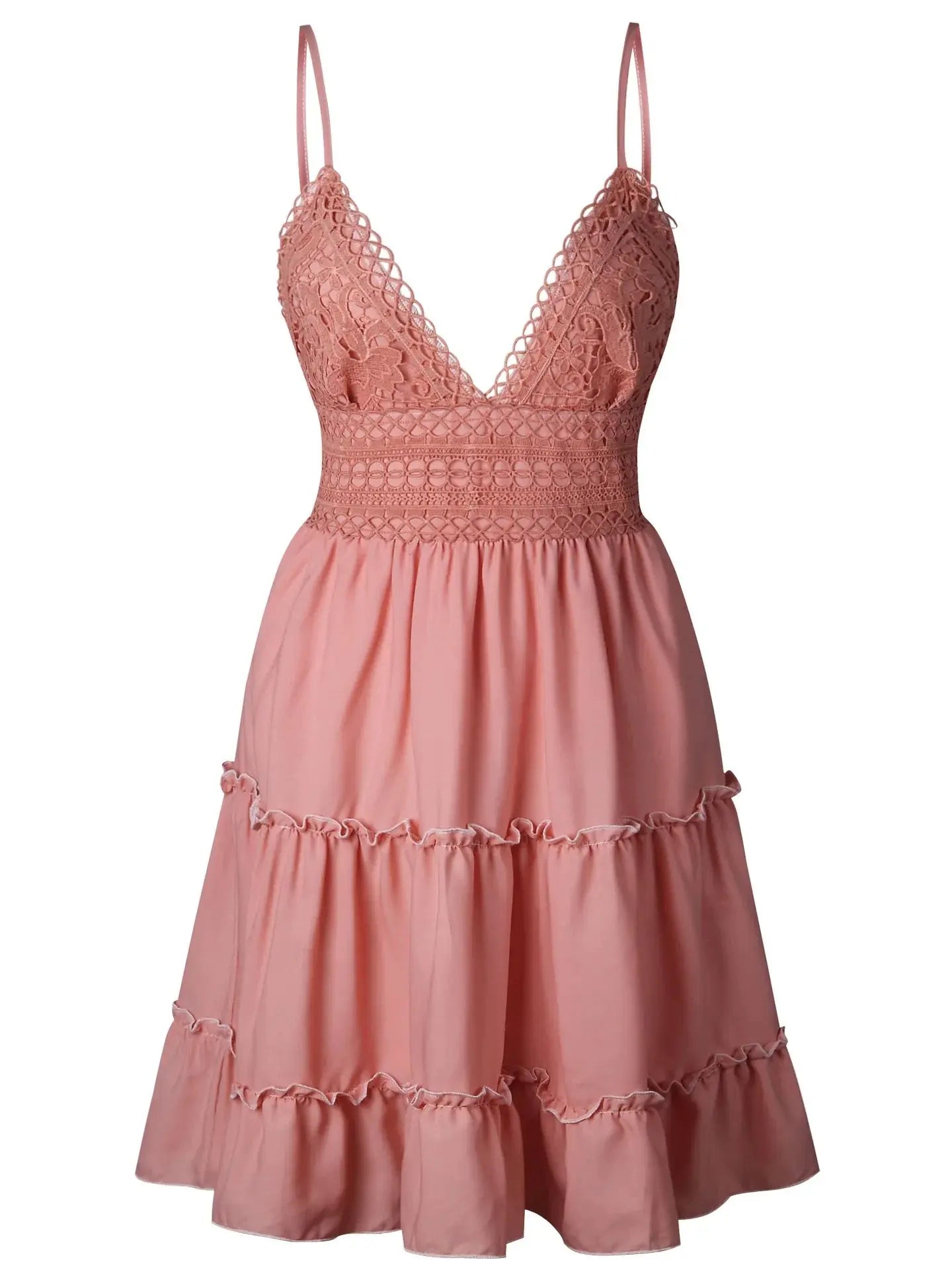 Female New Summer Fashionable Solid Color Dress Sexy Lace Strap