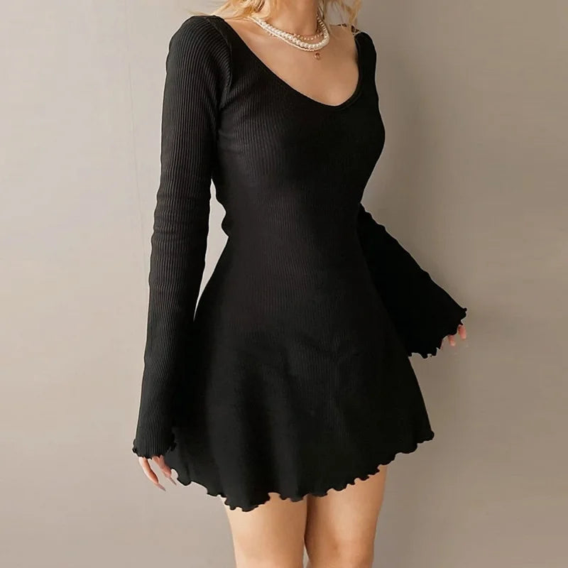 Women’s Sexy Long Sleeve Ruched Bodycon Mini Dress