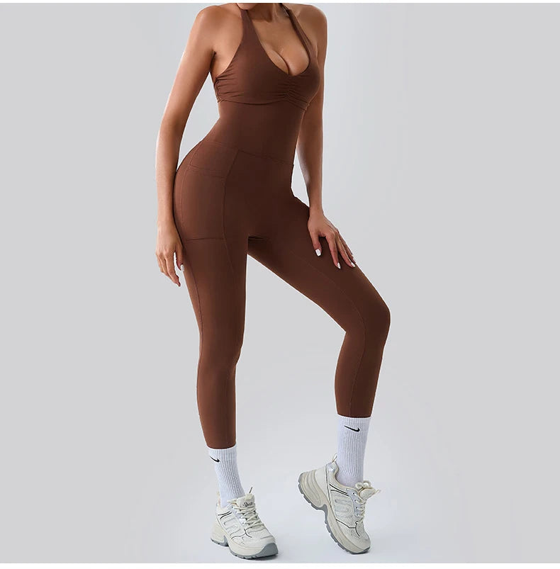 Jumpsuit Gym Set Women Training Yoga Suit Sportswear