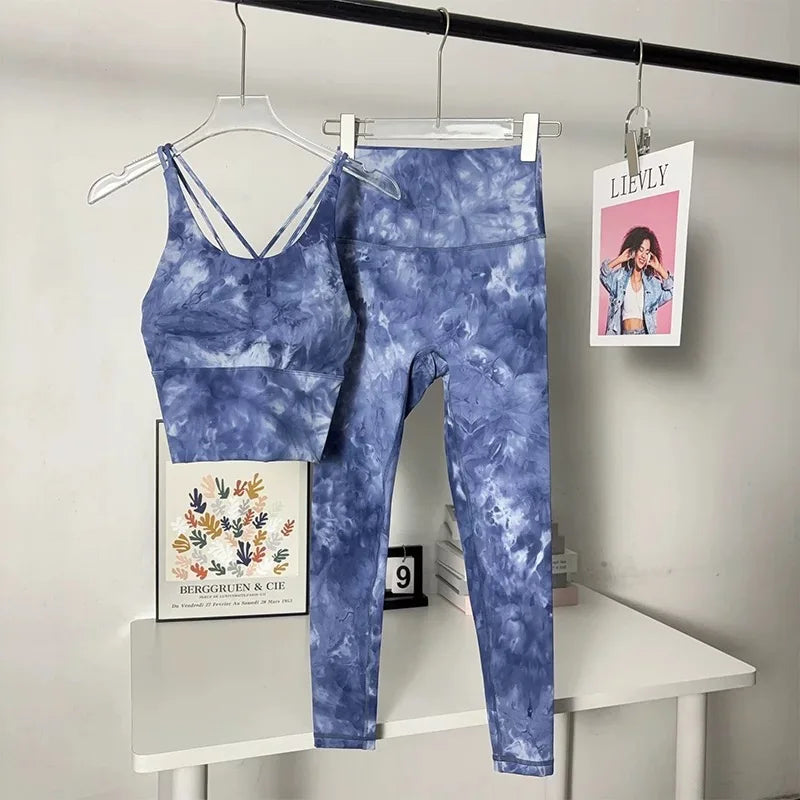 yoga suit set women's cross beauty back shockproof sports bra