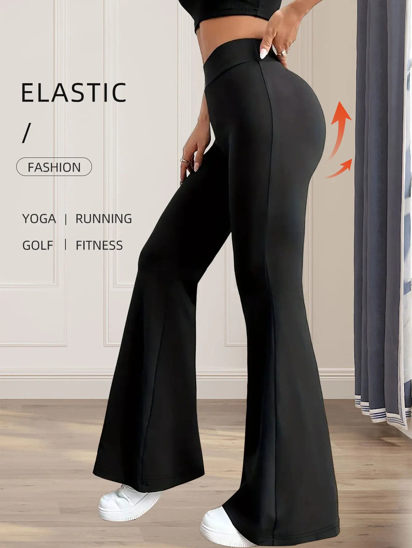 Women's spring and summer high waisted tight fitting flared pants