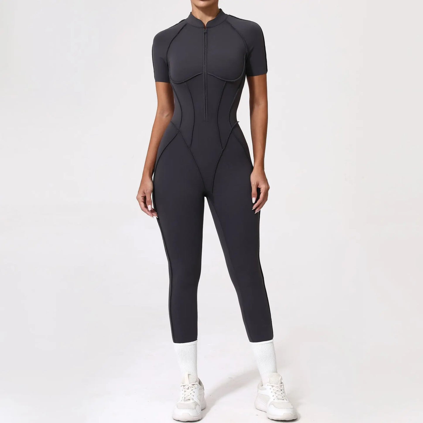 New Seamless Yoga Jumpsuits Sports Fitness Hip-lifting Backless Skinny Zipper