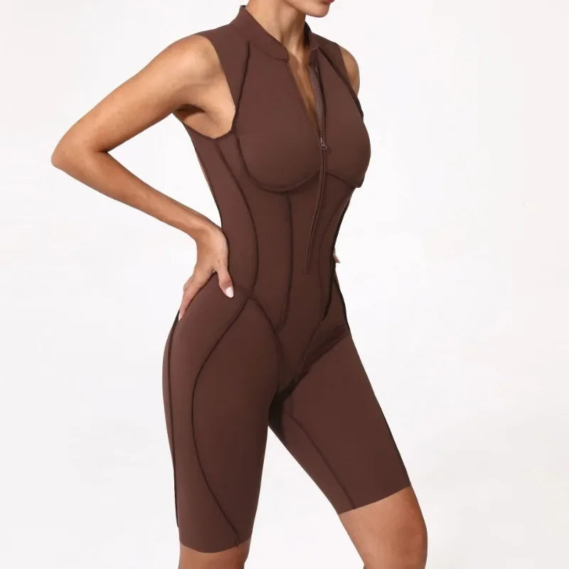 New Seamless Yoga Jumpsuits Sports Fitness Hip-lifting Backless Skinny Zipper
