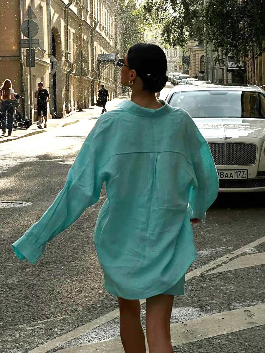 Wolfeel Women's Casual Shorts Sets 100% Cotton Solid Color