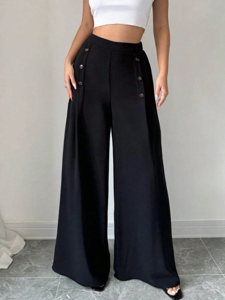 Fashionable Elegant High Waist Wide Leg Pants for Women