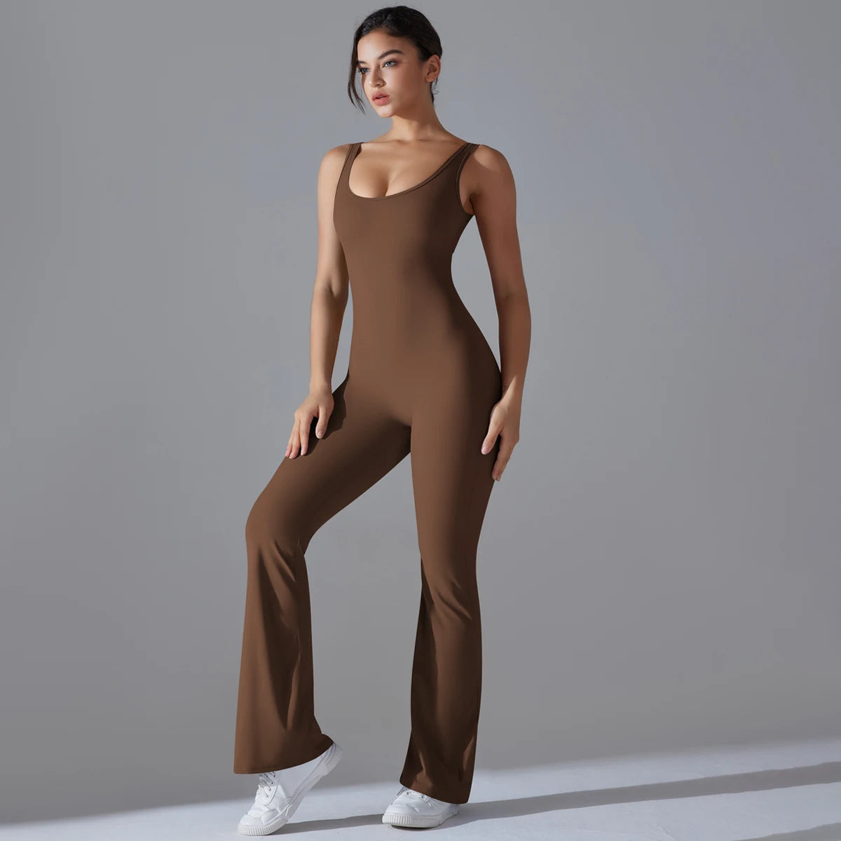 Sexy Back V Jumpsuit Gym Set Women Training Yoga Suit