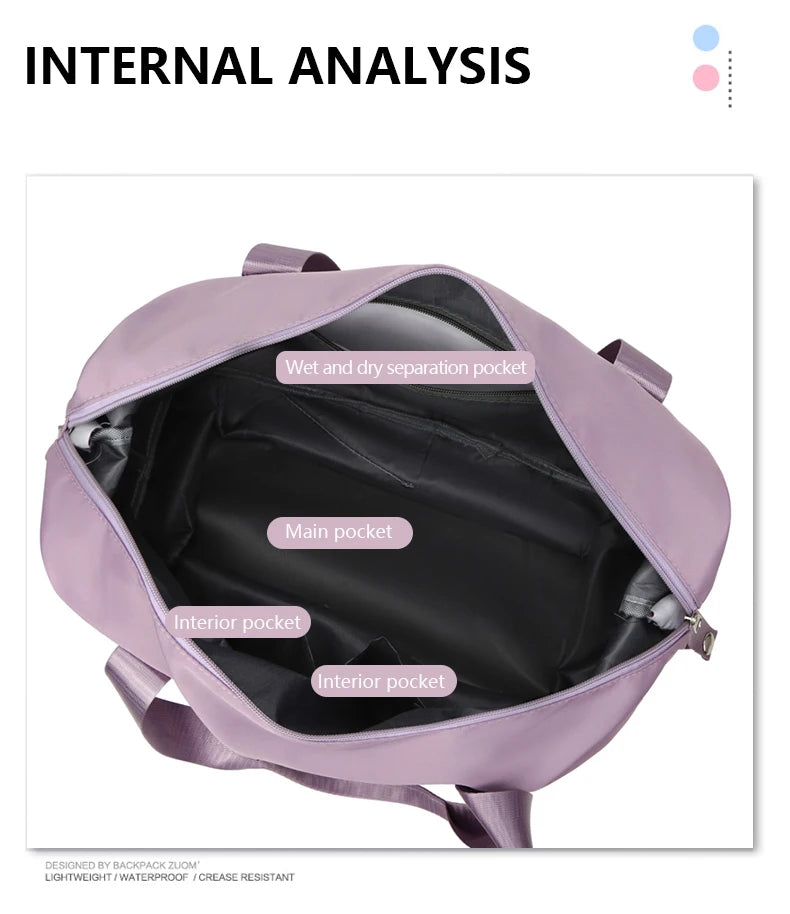 Travel Duffle Bag Nylon Waterproof Sports Gym Tote Bags for Women