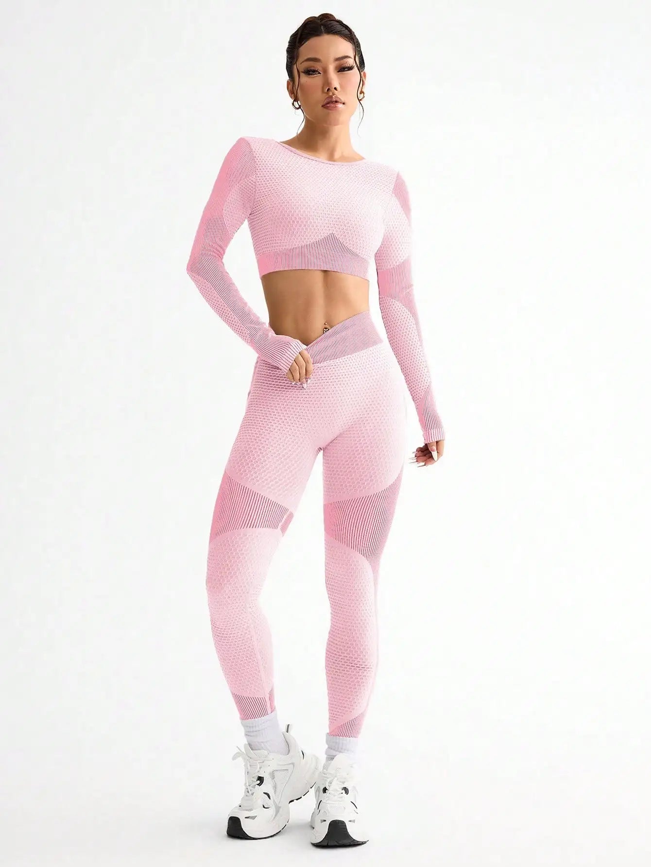 2pcs Hot-selling New Sports Tight Running Breathable Seamless Yoga Suit Women's