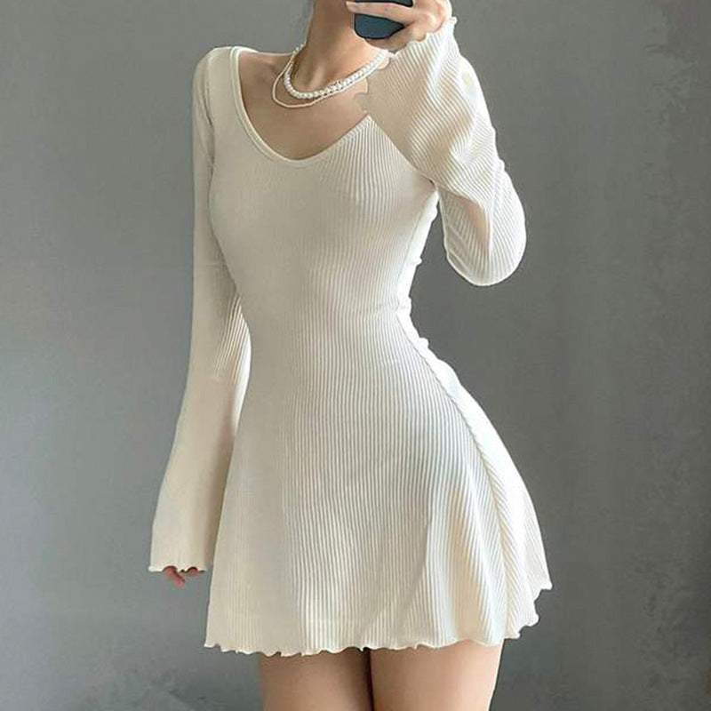 Women’s Sexy Long Sleeve Ruched Bodycon Mini Dress