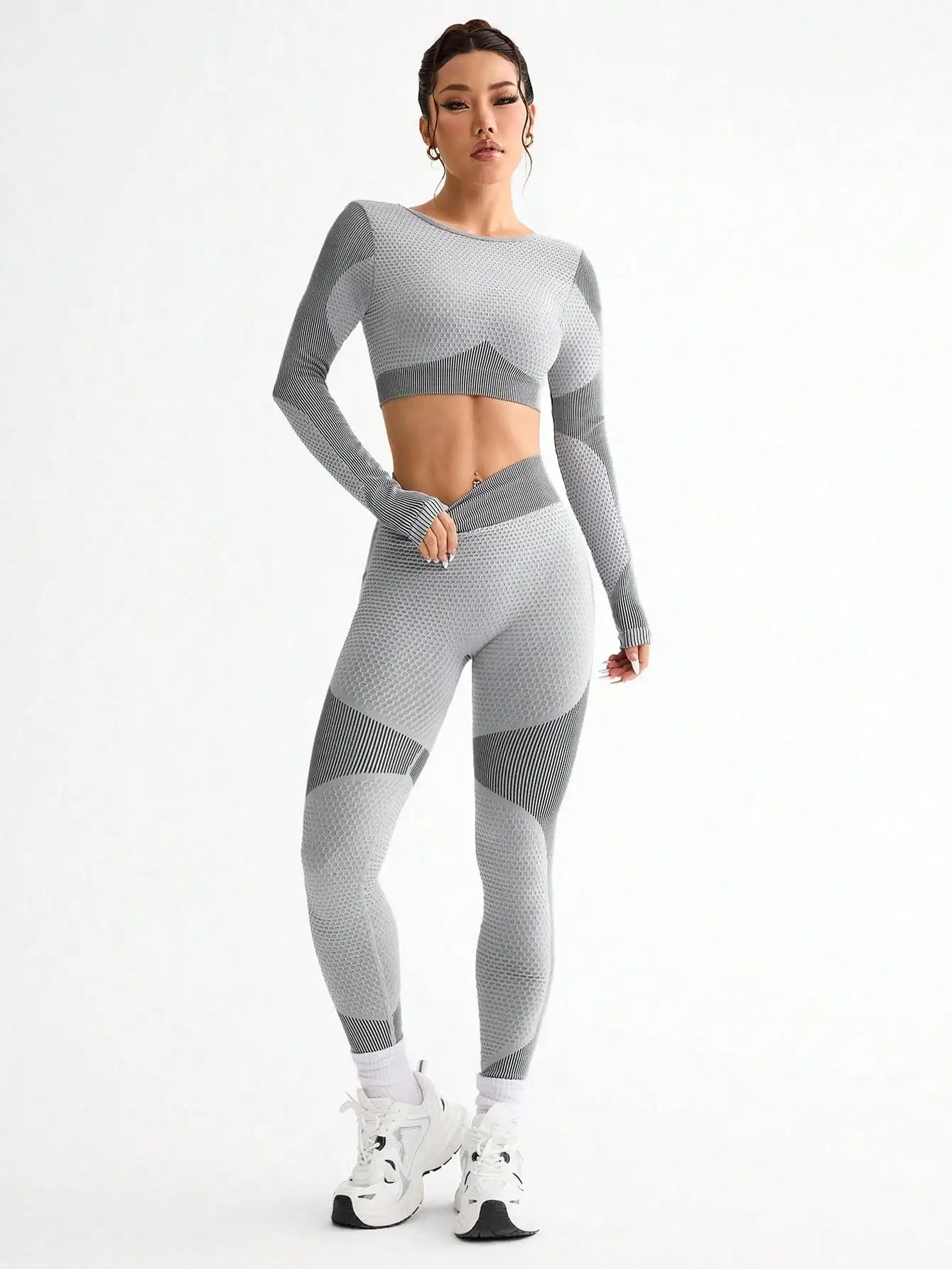 2pcs Hot-selling New Sports Tight Running Breathable Seamless Yoga Suit Women's