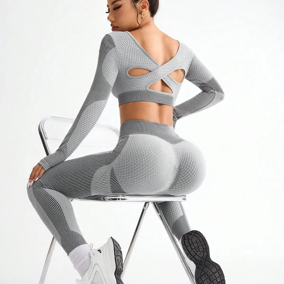 2pcs Hot-selling New Sports Tight Running Breathable Seamless Yoga Suit Women's