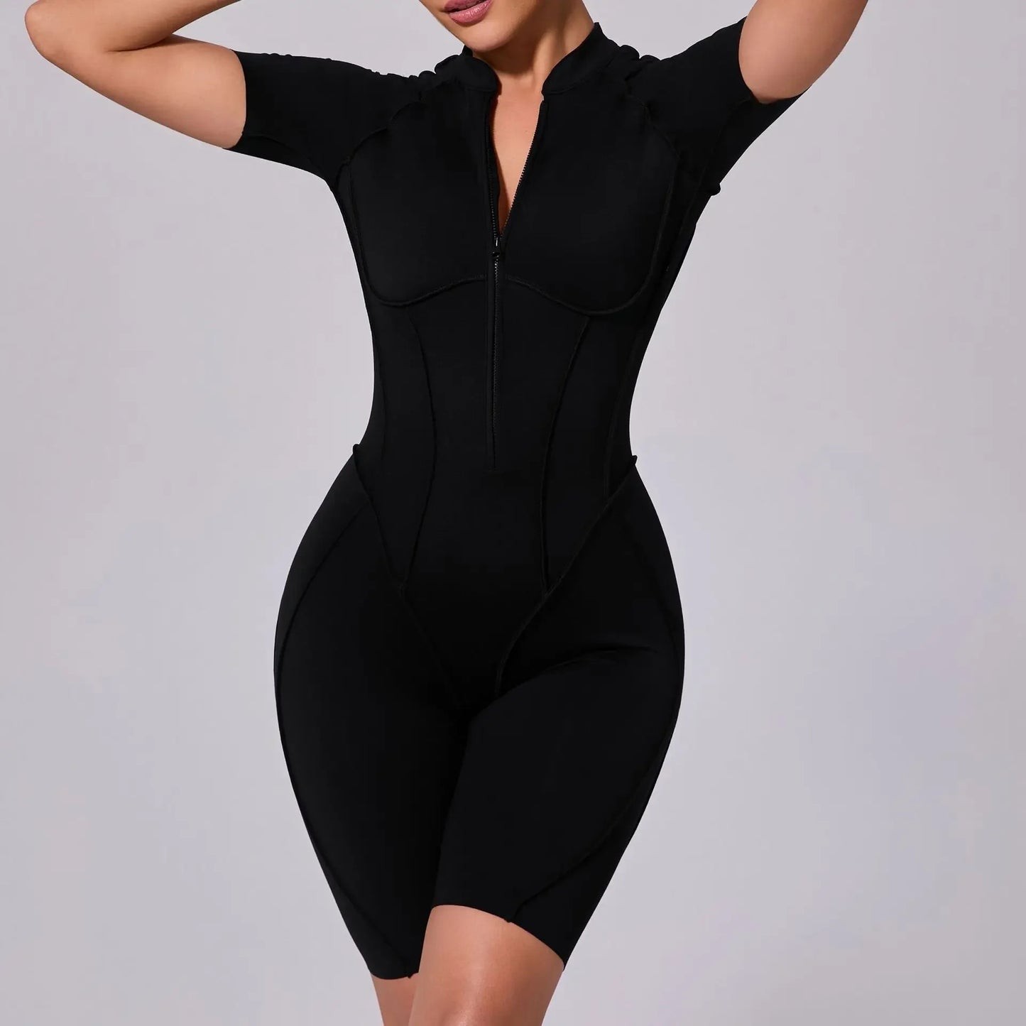 New Seamless Yoga Jumpsuits Sports Fitness Hip-lifting Backless Skinny Zipper