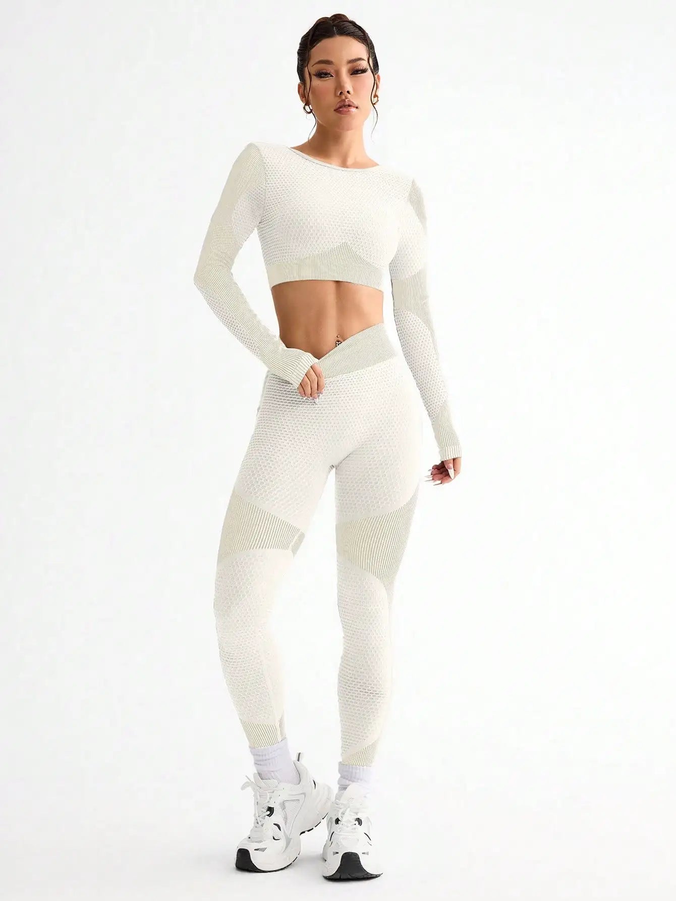 2pcs Hot-selling New Sports Tight Running Breathable Seamless Yoga Suit Women's
