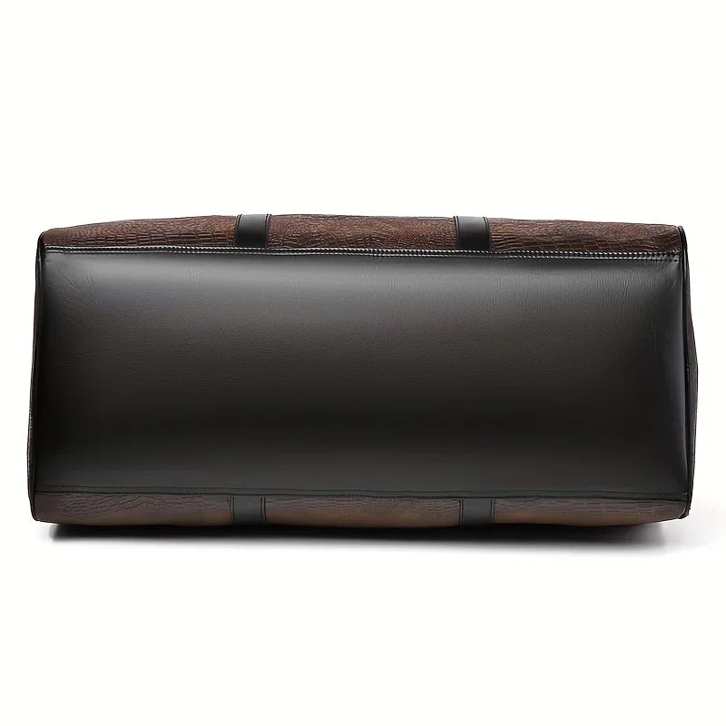Large Capacity Retro Crocodile-Textured Travel Duffel Bag