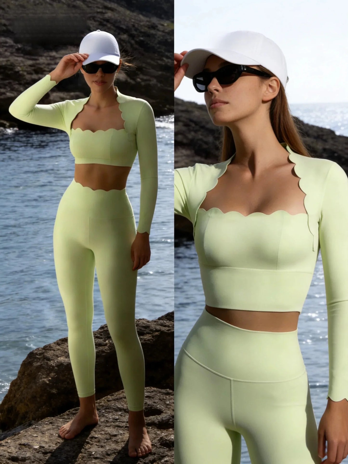 Black Square Neck Tight High Elastic Skinny Yoga Sports Long Sleeves