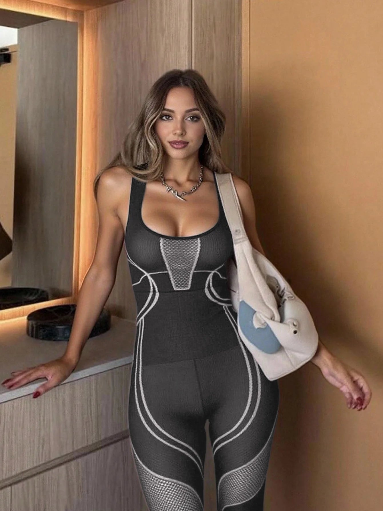 Women's Sports Yoga Jumpsuit – Color Block Fitness Training Suit