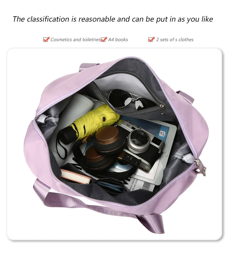 Travel Duffle Bag Nylon Waterproof Sports Gym Tote Bags for Women