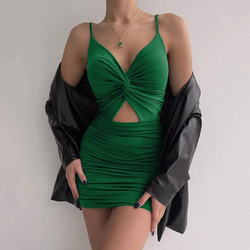 Sexy Spaghetti Strap Backless Bodycon Dress
