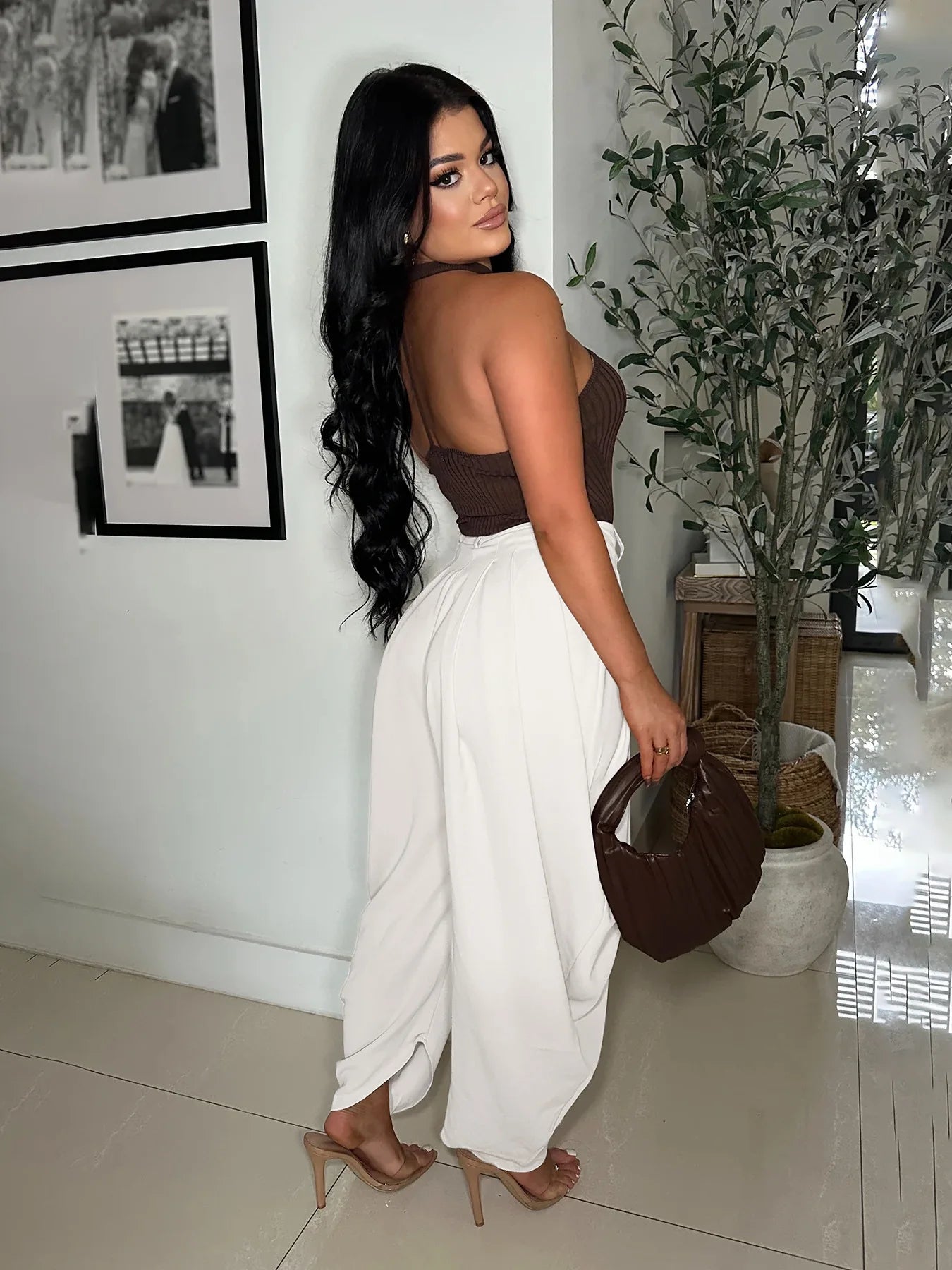 Loose Flower Bud Pants Women High Waist Long Pants