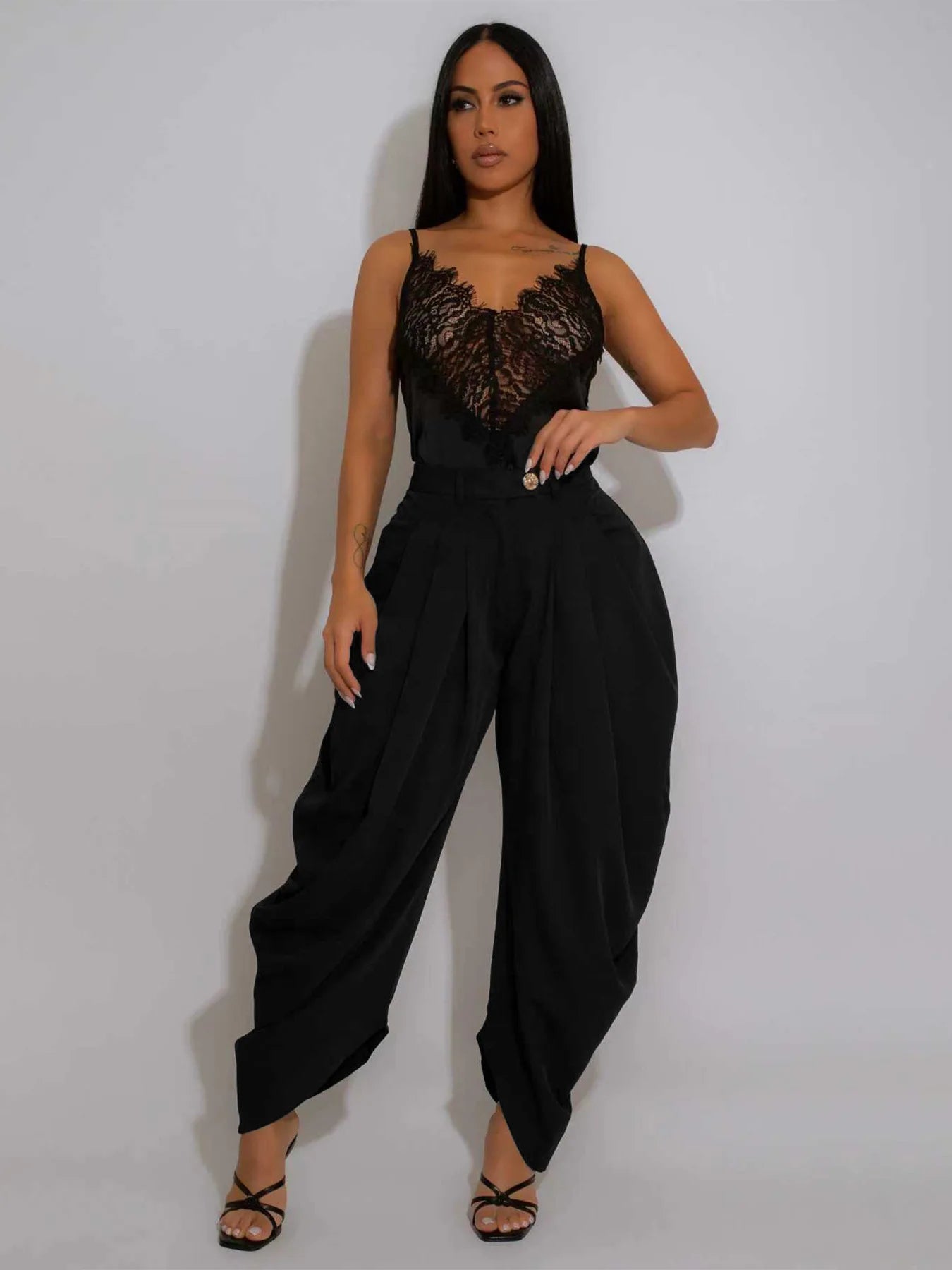 Loose Flower Bud Pants Women High Waist Long Pants